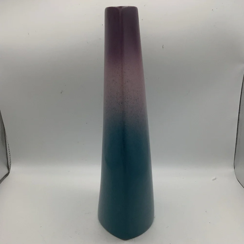 Purple and Blue Ombre Triangular Ceramic  Vase